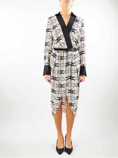 Midi wraparound dress in printed viscose georgette fabric Elisabetta Franchi ELISABETTA FRANCHI | abito en | ABS5241E2E84